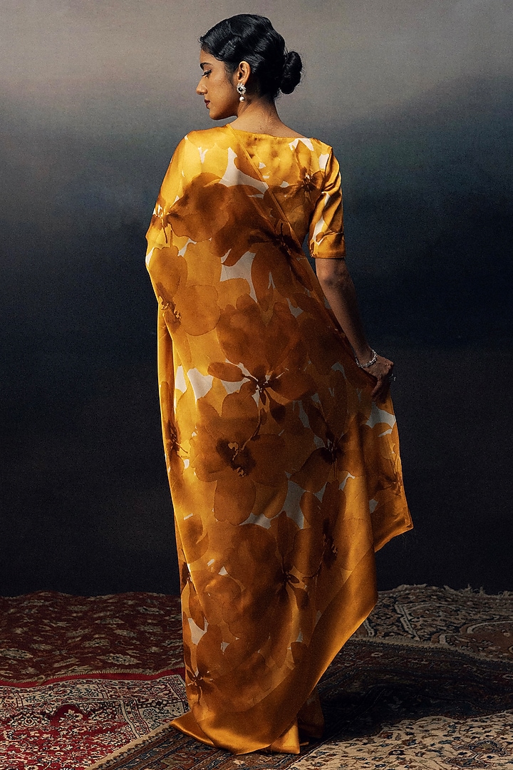 Tangerine Pure Satin Silk Party Wear Saree by Studio 113 at Pernia's Pop Up Shop