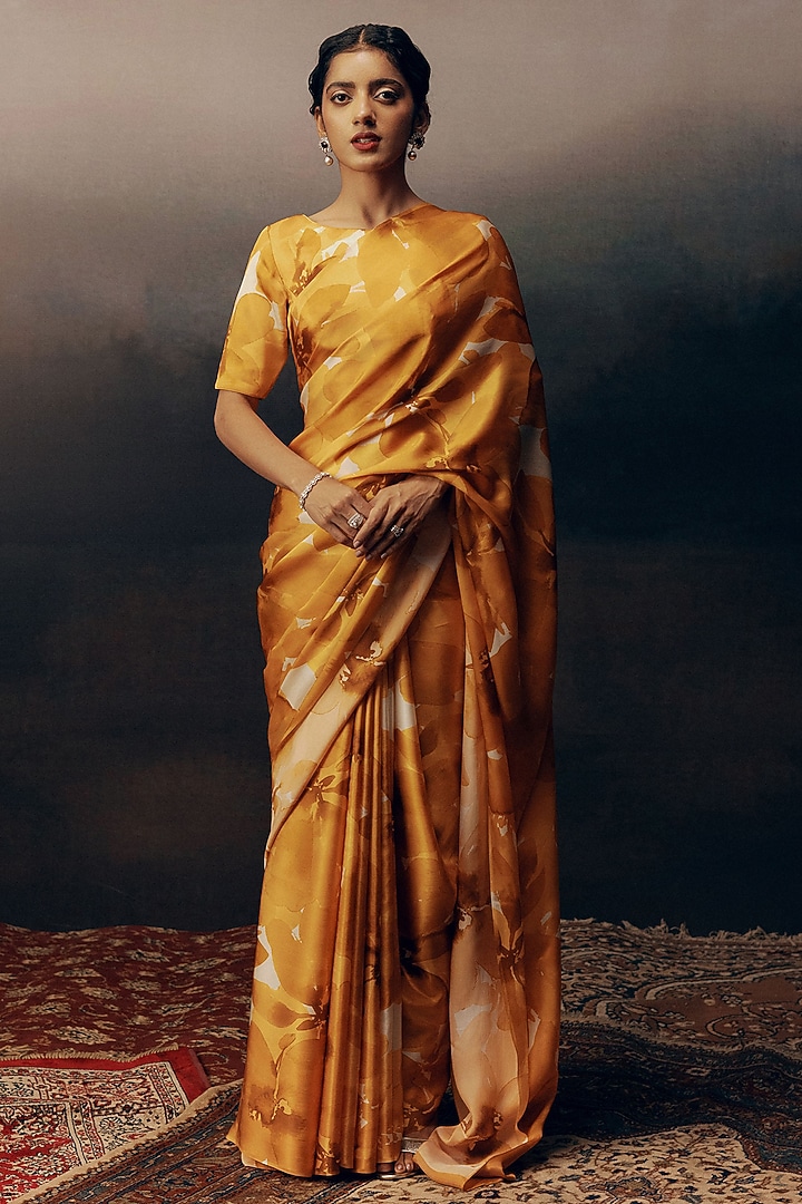 Tangerine Pure Satin Silk Party Wear Saree by Studio 113 at Pernia's Pop Up Shop
