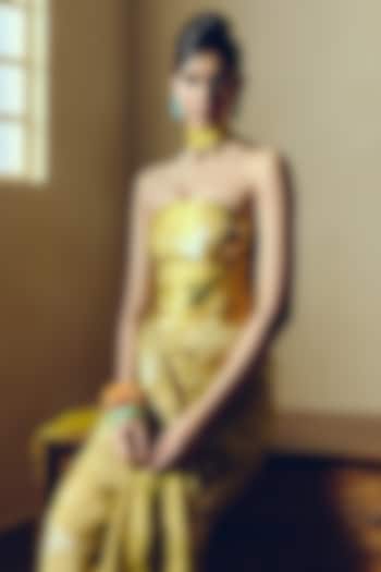 Green Pure Satin Silk Floral Corset by Studio 113 at Pernia's Pop Up Shop