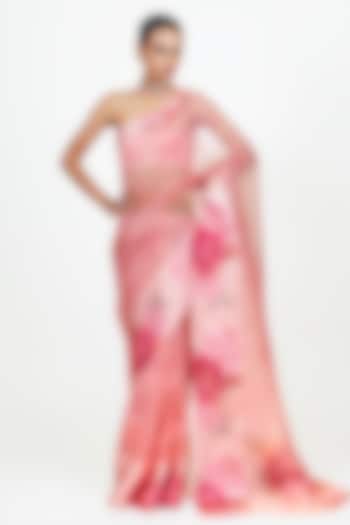 Pink Organza Digital Printed Party Wear Saree Set by Studio 113 at Pernia's Pop Up Shop