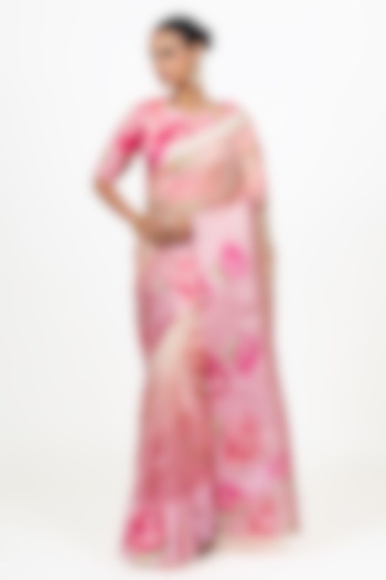 Blossom Pink Organza Party Wear Saree Set by Studio 113 at Pernia's Pop Up Shop