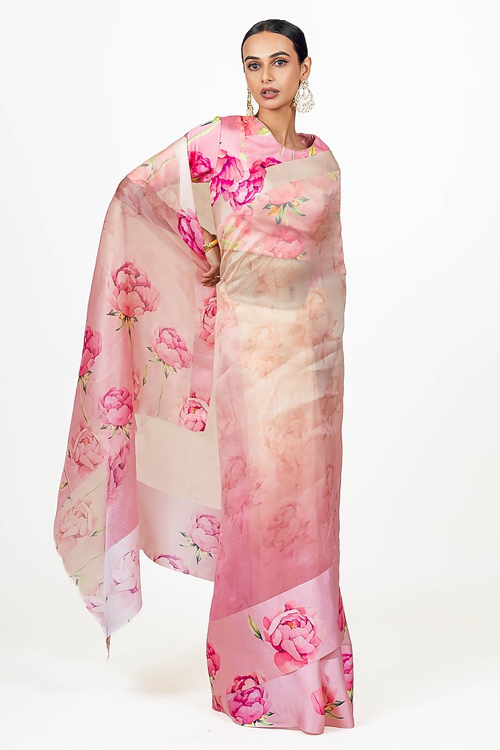 Blossom Pink Organza Party Wear Saree Set by Studio 113 at Pernia's Pop Up Shop