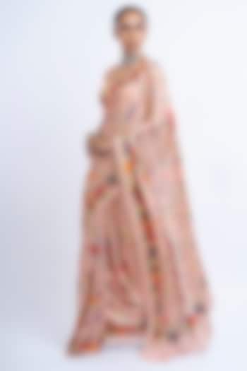 Blossom Pink Pure Satin Silk Printed Party Wear Saree by Studio 113 at Pernia's Pop Up Shop