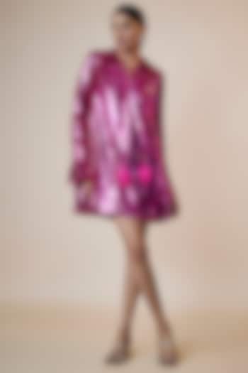 Fuchsia Sequins Shift Mini Dress by Style Junkiie