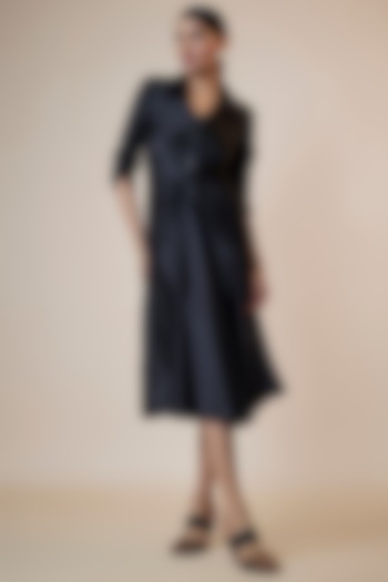 Black Satin Midi Dress by Style Junkiie