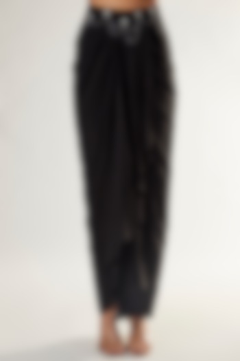 Black Crepe Embroidered Skirt by Style Junkiie