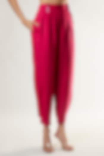 Pink Cotton Box Pleated Trousers by Style Junkiie