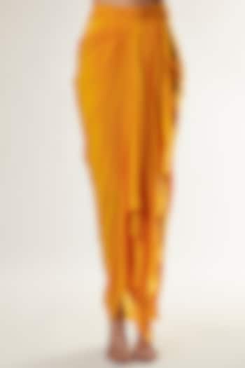 Yellow Crepe Draped Skirt by Style Junkiie