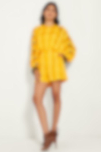Yellow Textured Romper by Style Junkiie