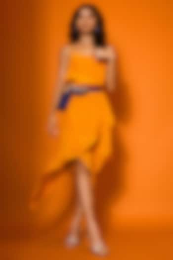 Orange Crepe Asymmetrical Summer Dress by Style Junkiie at Pernia's Pop Up Shop