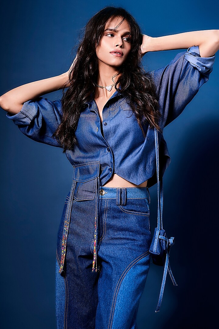Blue Tencel Denim Shirt by Style Junkiie