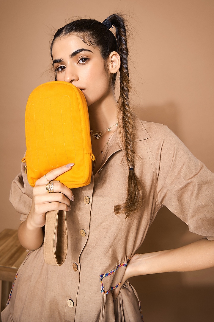 Orange Cotton Twill Bag by Style Junkiie at Pernia's Pop Up Shop