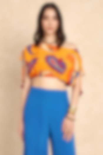 Mango Yellow Crepe Paisley Printed Crop Top by Style Junkiie