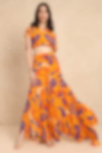 Mango Yellow Paisley Printed Flared Skirt Set by Style Junkiie at Pernia's Pop Up Shop