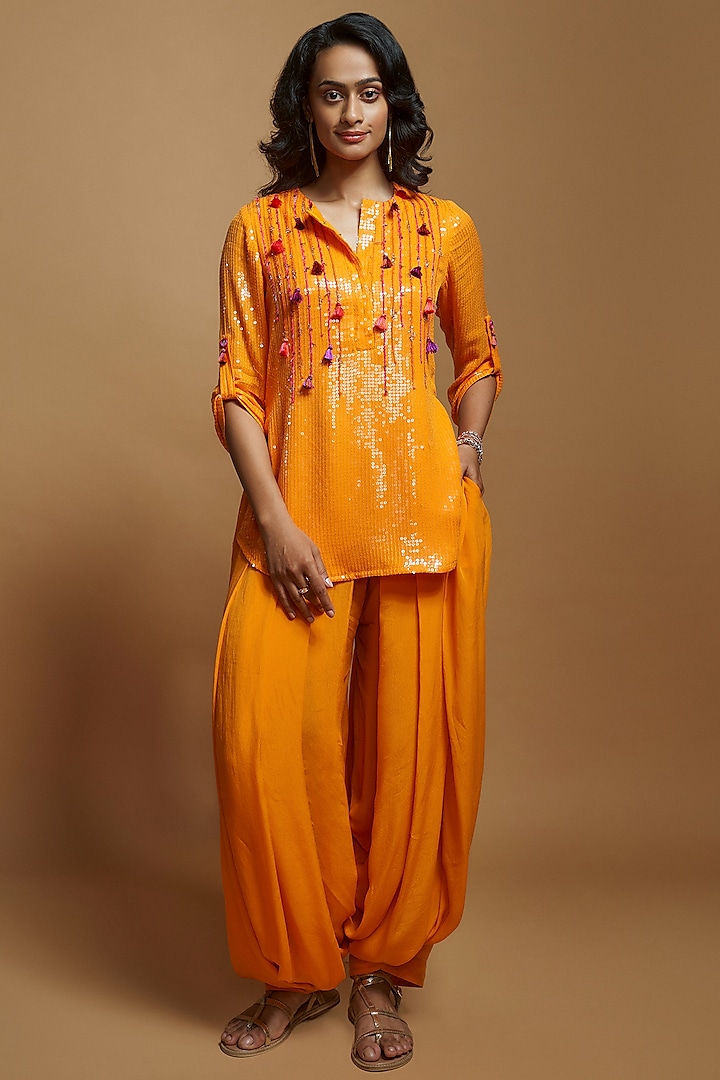 Mango Yellow Sequins Tassel Embellished Short Tunic by Style Junkiie at Pernia's Pop Up Shop