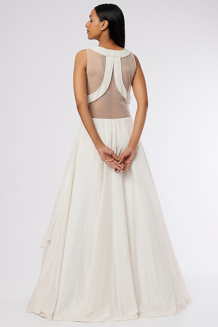 Pearl White Hand Embroidered Engagement Gown by The Story of Kohl at Pernia's Pop Up Shop