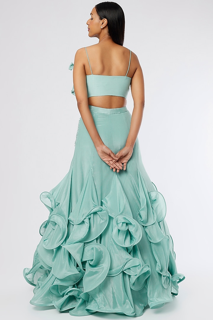 Sea Green Embroidered Wedding Lehenga Set by The Story of Kohl at Pernia's Pop Up Shop