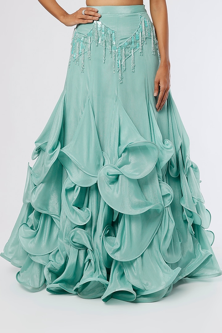 Sea Green Embroidered Wedding Lehenga Set by The Story of Kohl at Pernia's Pop Up Shop