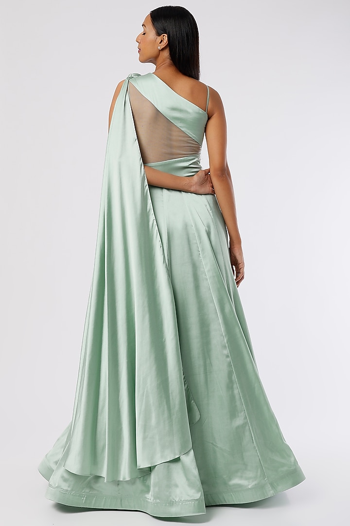 Sea Green Embroidered Flared Engagement Gown by The Story of Kohl at Pernia's Pop Up Shop