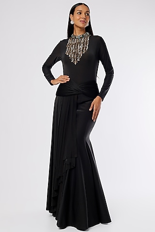Black Lycra Mermaid Gown by The Story of Kohl