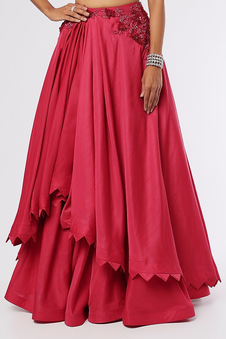 Fuchsia Pink Satin Wedding Lehenga Set by The Story of Kohl at Pernia's Pop Up Shop