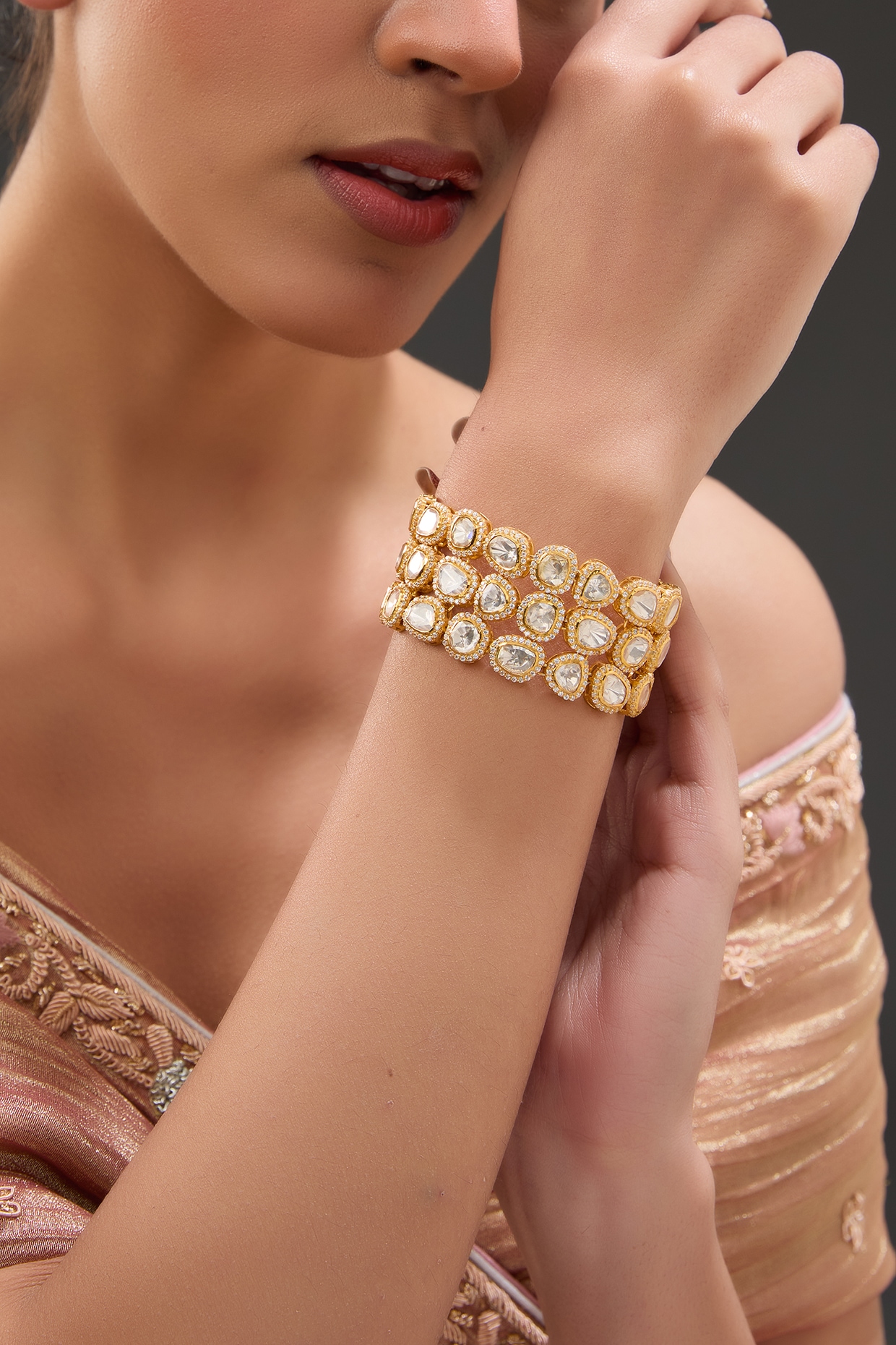 Gold Plated with CZ Stylish Adjustable Bracelet for women – Carlton London  Online