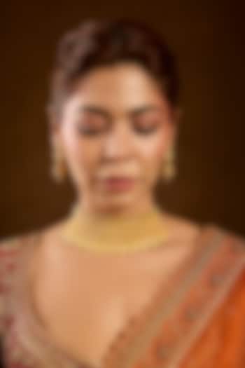 Yellow Gold Finish Eurostar Choker Necklace Set In Sterling Silver by STELLA CREATIONS at Pernia's Pop Up Shop