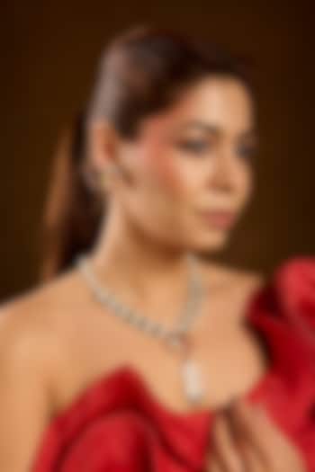 Yellow Gold Finish Ruby & Emerald Pendant Necklace Set In Sterling Silver by STELLA CREATIONS at Pernia's Pop Up Shop