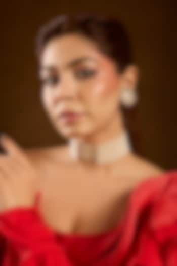 Antique Yellow Gold Finish Moissanite Polki Choker Necklace Set In Sterling Silver by STELLA CREATIONS at Pernia's Pop Up Shop