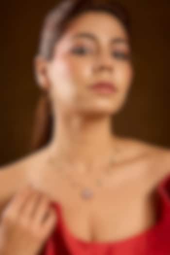 Yellow Gold Finish Moissanite Polki & Ruby Pendant Necklace In Sterling Silver by STELLA CREATIONS at Pernia's Pop Up Shop