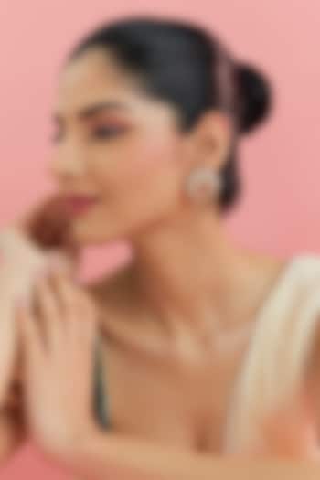 Yellow Gold Finish Eurostar Swarovski & Ruby Stud Earrings In Sterling Silver by STELLA CREATIONS at Pernia's Pop Up Shop