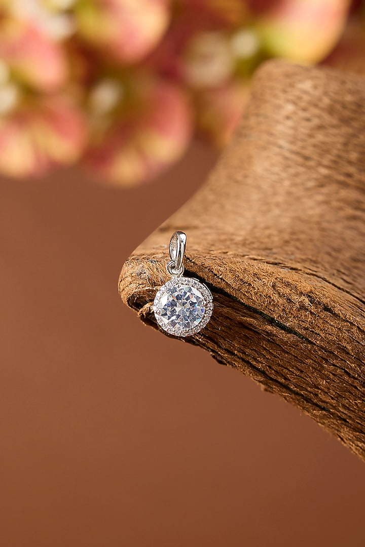 White Gold Finish Eurostar Swarovski Pendant In Sterling Silver by STELLA CREATIONS at Pernia's Pop Up Shop