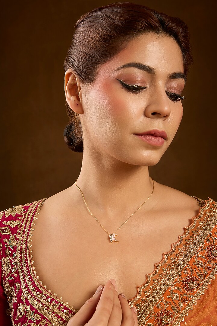 Yellow Gold Finish Initial K Pendant Necklace In Sterling Silver by STELLA CREATIONS at Pernia's Pop Up Shop