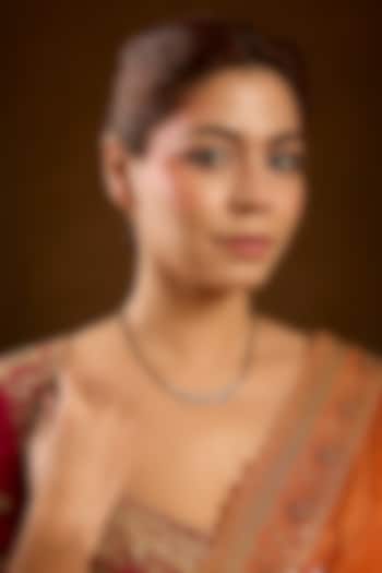 White Gold Finish Swarovski & Mangalsutra Necklace In Sterling Silver by STELLA CREATIONS at Pernia's Pop Up Shop