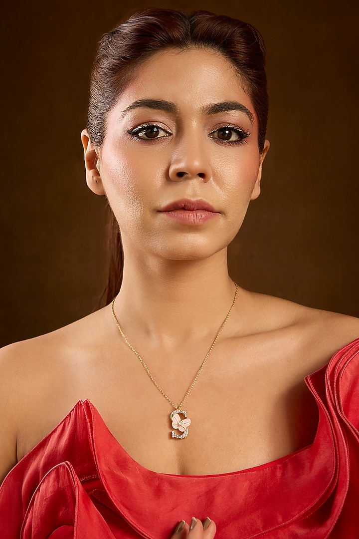 Yellow Gold Finish Initial S Pendant Necklace In Sterling Silver by STELLA CREATIONS at Pernia's Pop Up Shop