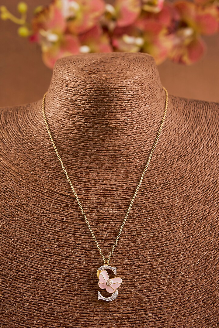 Yellow Gold Finish Initial S Pendant Necklace In Sterling Silver by STELLA CREATIONS at Pernia's Pop Up Shop
