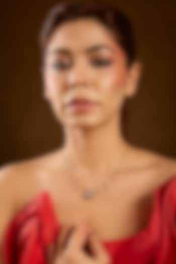 Yellow Gold Finish Eurostar & Sapphire Pendant Chain Necklace In Sterling Silver by STELLA CREATIONS at Pernia's Pop Up Shop