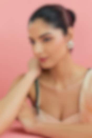 Yellow Gold Finish Moissanite Polki Stud Earrings In Sterling Silver by STELLA CREATIONS at Pernia's Pop Up Shop