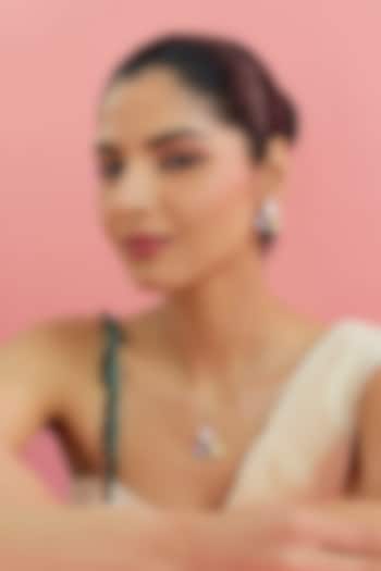 Yellow Gold Finish Pink & Purple Enameled Pendant Set In Sterling Silver by STELLA CREATIONS at Pernia's Pop Up Shop