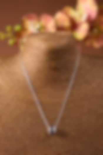 White Gold Finish Swarovski & Sapphire Pendant In Sterling Silver by STELLA CREATIONS at Pernia's Pop Up Shop