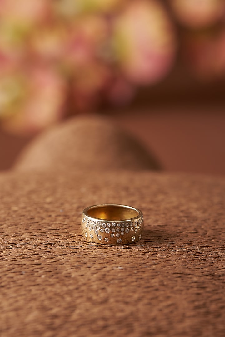 Gold Finish Zircon Ring In Sterling Silver by STELLA CREATIONS at Pernia's Pop Up Shop