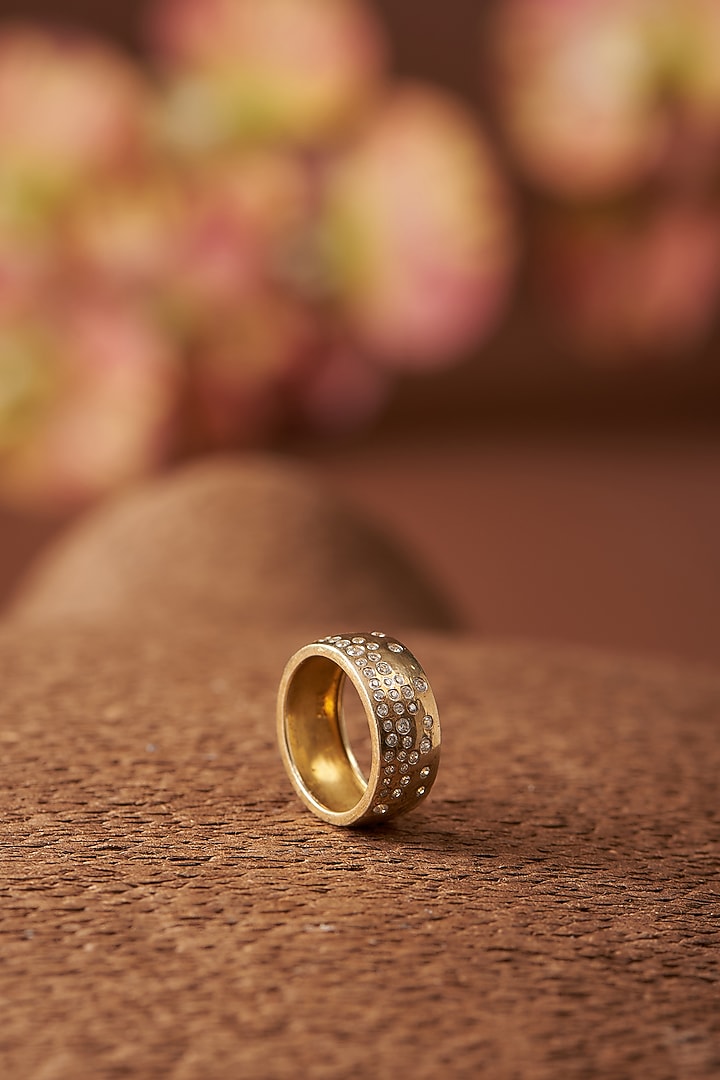 Gold Finish Zircon Ring In Sterling Silver by STELLA CREATIONS at Pernia's Pop Up Shop