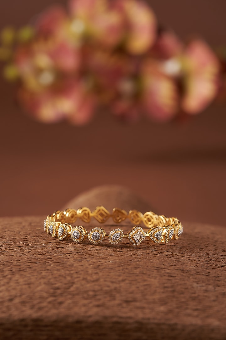 Gold Finish Zircon Bracelet In Sterling Silver by STELLA CREATIONS at Pernia's Pop Up Shop