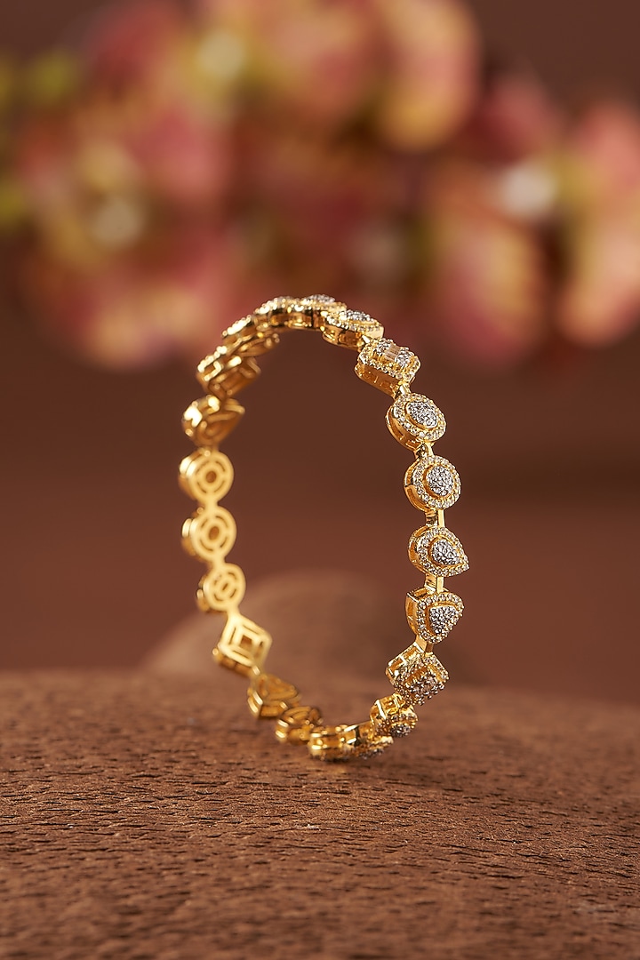 Gold Finish Zircon Bracelet In Sterling Silver by STELLA CREATIONS at Pernia's Pop Up Shop