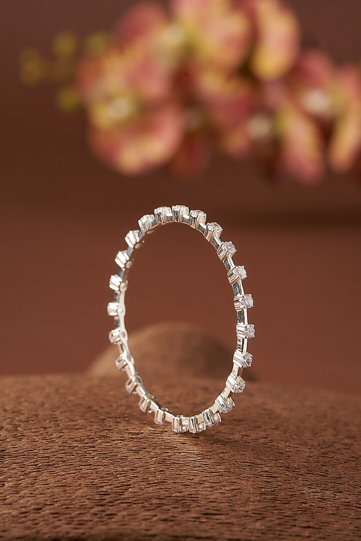 Gold Finish Zircon Bangles In Sterling Silver (Set of 2) by STELLA CREATIONS at Pernia's Pop Up Shop