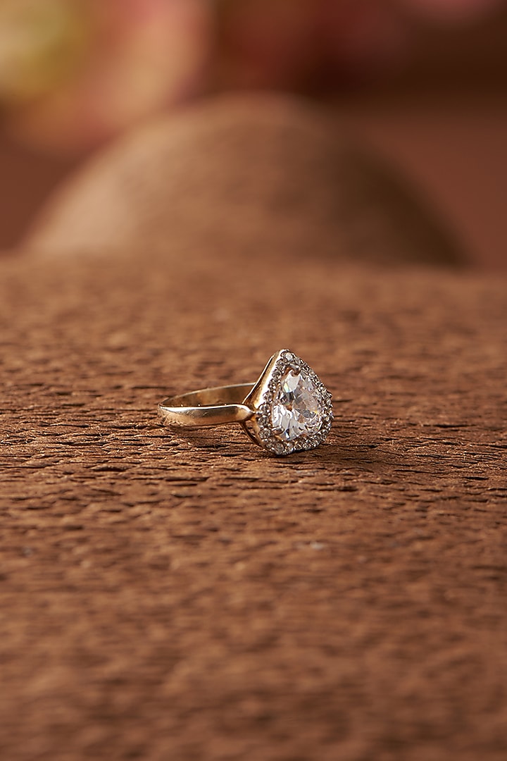 White Finish Zircon Ring In Sterling Silver by STELLA CREATIONS at Pernia's Pop Up Shop