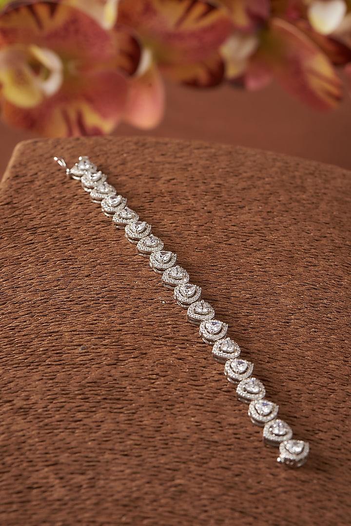 White Finish Zircon Bracelet In Sterling Silver by STELLA CREATIONS at Pernia's Pop Up Shop