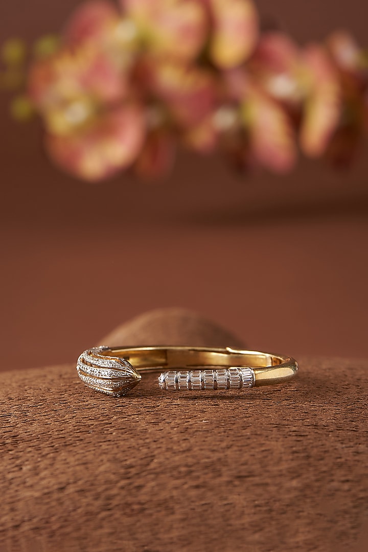 White Finish Zircon Bangle In Sterling Silver by STELLA CREATIONS at Pernia's Pop Up Shop
