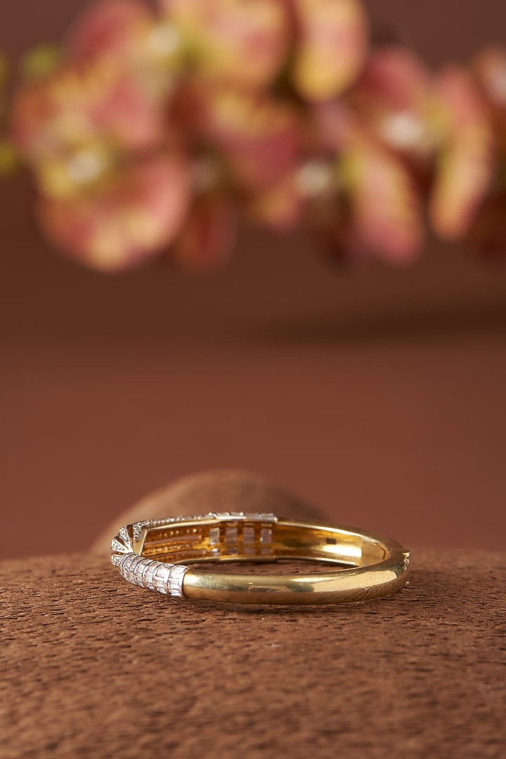 White Finish Zircon Bangle In Sterling Silver by STELLA CREATIONS at Pernia's Pop Up Shop