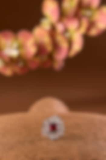 White Gold Finish Eurostar & Ruby Ring In Sterling Silver by STELLA CREATIONS at Pernia's Pop Up Shop